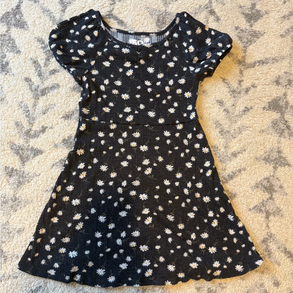 Floral Black Kids Dress Size 8